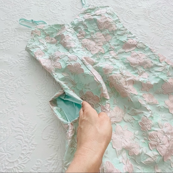 NWOT Lulus Never-Ending Love Mint Floral Jacquard Sleeveless Mini Dress - Picture 8 of 13